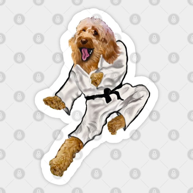 Cavapoo Fists of furry Kong fu Cava - Karate - martial arts Cavapoo Cavoodle puppy dog  - cavalier king charles spaniel poodle, puppy love Sticker by Artonmytee